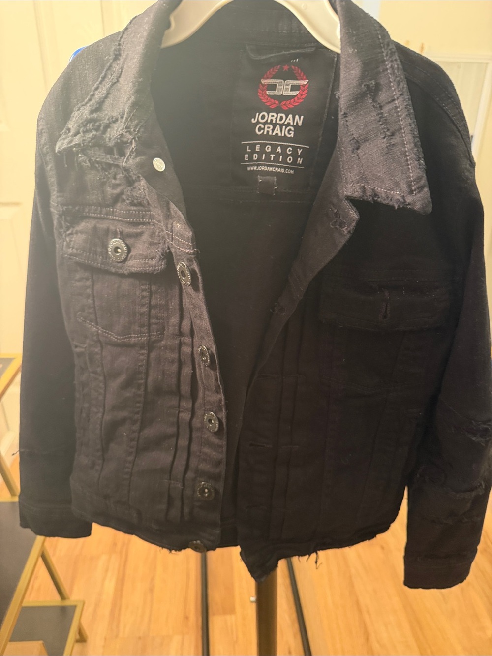 Boy’ Jordan Craig Black Distressed Denim Trucker Jacket